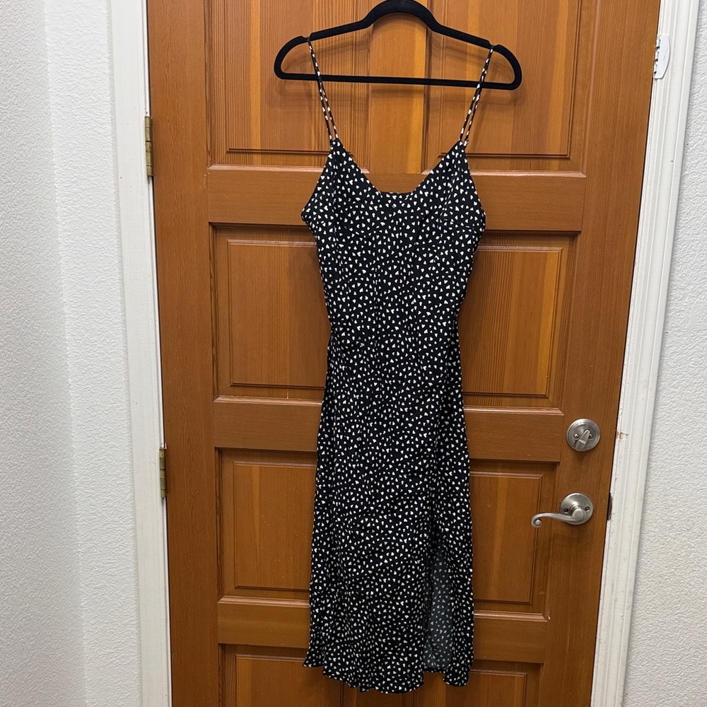 a new day Black and White Heart Midi Dress
